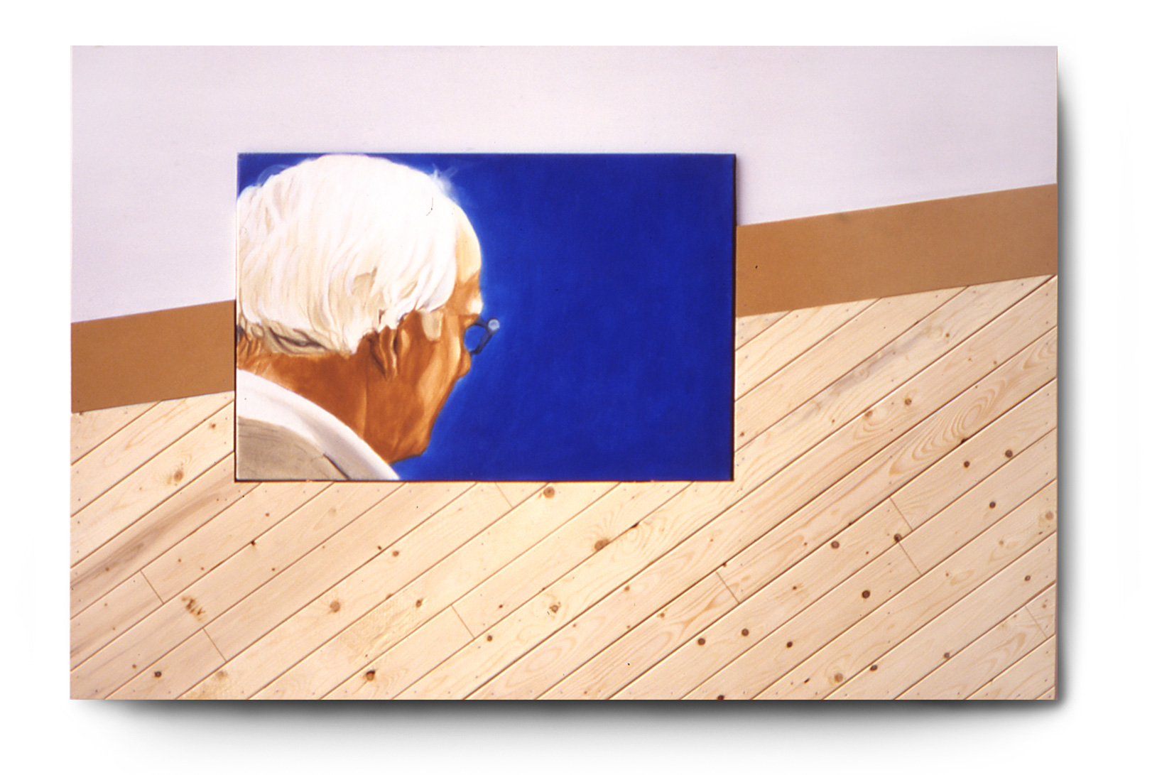 Looking At Klein, inlay of acrylic on canvas by Tom Hbert